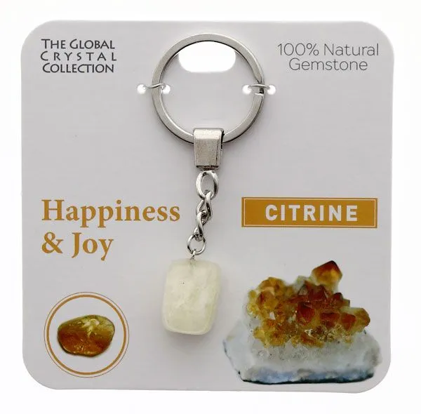 Citrine Natural Gem Keyring - 'Happiness & Joy'