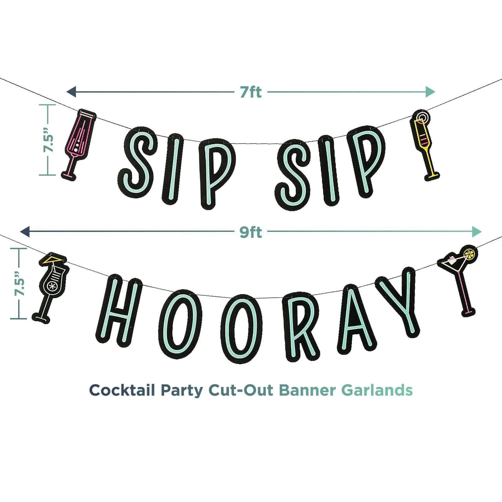 Cocktail Party Sip Sip Hooray Garland and Hanging Tissue Decorations