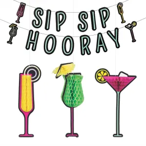 Cocktail Party Sip Sip Hooray Garland and Hanging Tissue Decorations