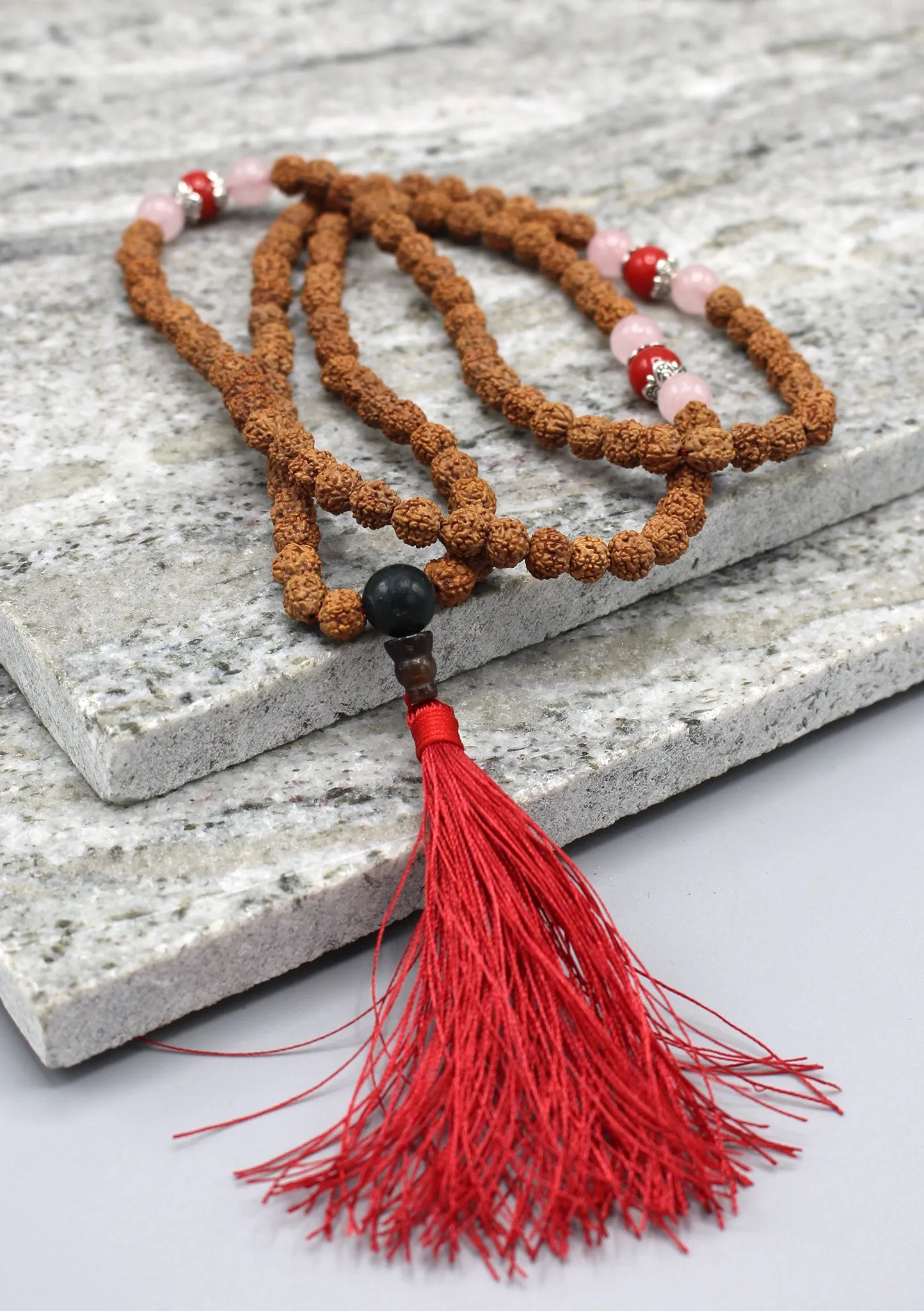 Coral Beads Spacer Rudraksha Meditation Beads Mala