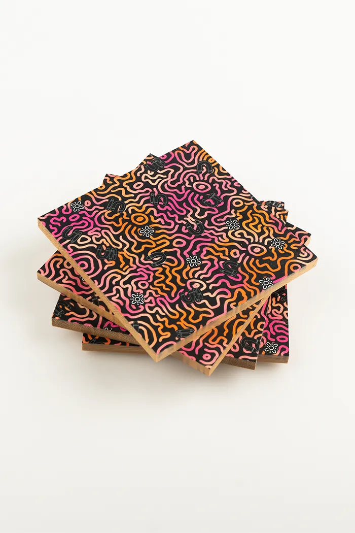 Coral Reef Bamboo Coaster Set (4 Pack)