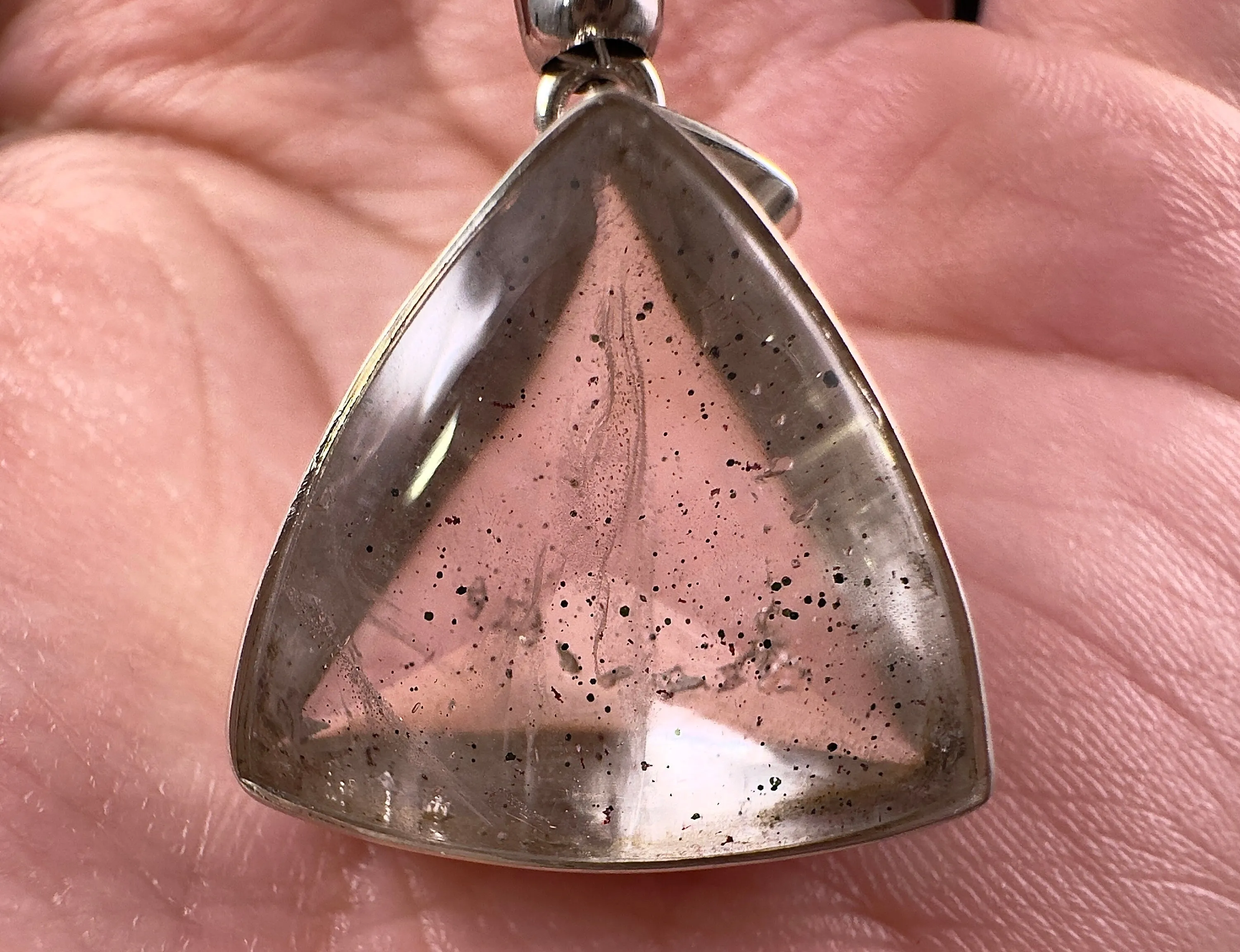 COVELLITE Crystal Pendant - Rare Pink FIRE QUARTZ Crystal with a Polished Finish Set in an Open Back Sterling Silver Bezel, 53887