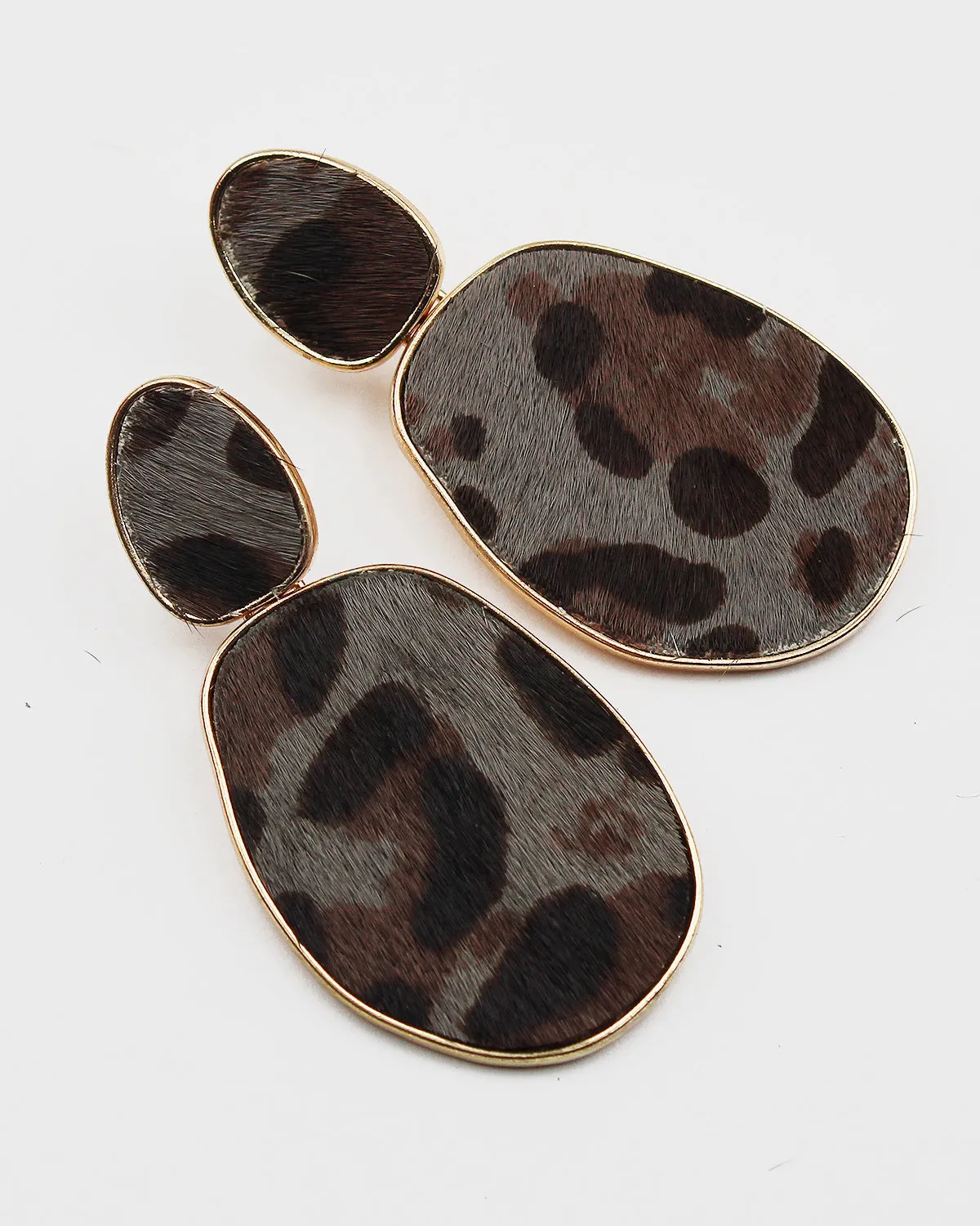 Cowhide Irregular Shape Dangle Earrings