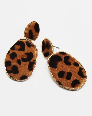 Cowhide Irregular Shape Dangle Earrings