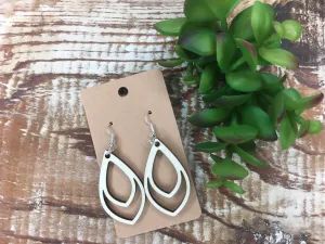 Cream Teardrop Wood Earrings, Lightweight Feather Earrings, Dangle Jewelry, Mother's Day Gift