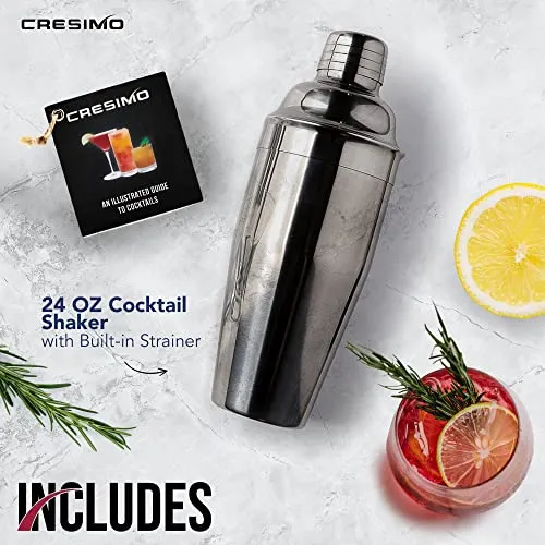 Cresimo 24 Ounce Cocktail Shaker Set Bartender Kit Strainer 1 Pc Set