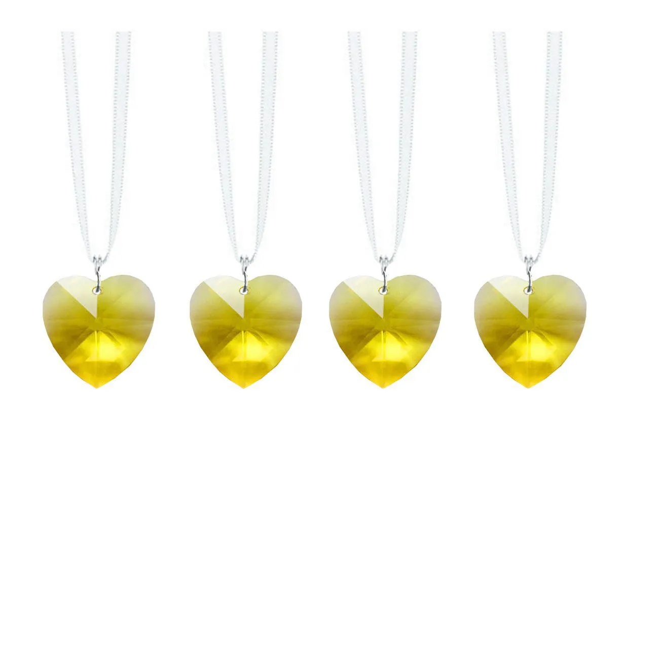 Crystals Hanging Swarovski Crystal Prisms Light Topaz Heart Prisms, 4 Pcs