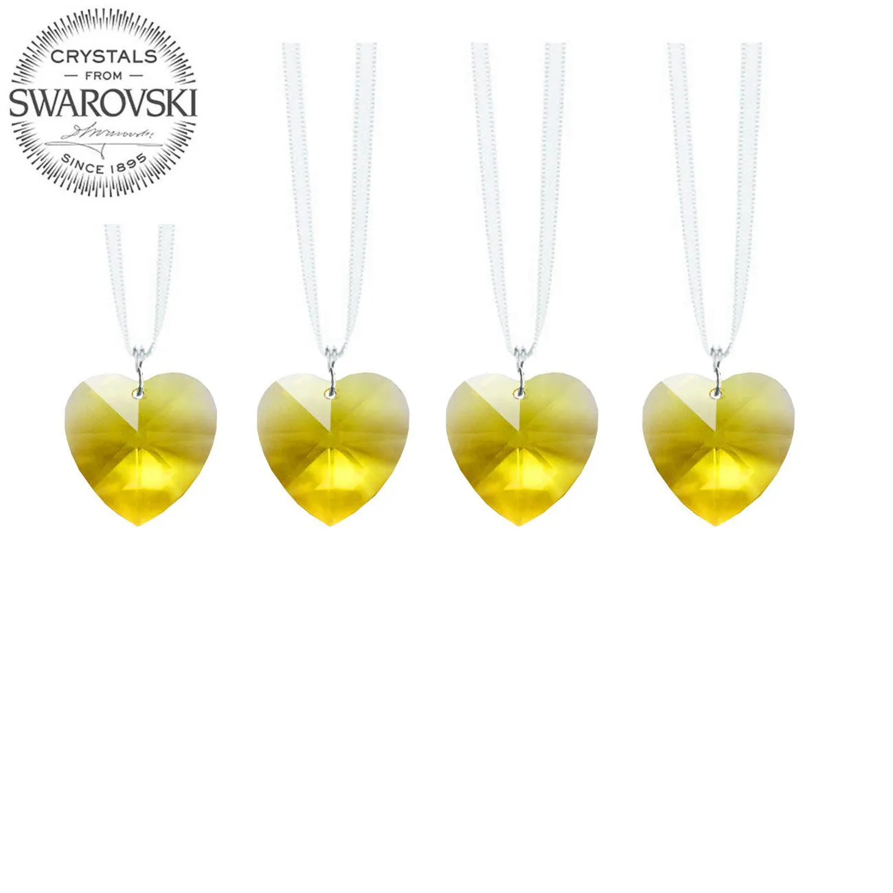 Crystals Hanging Swarovski Crystal Prisms Light Topaz Heart Prisms, 4 Pcs