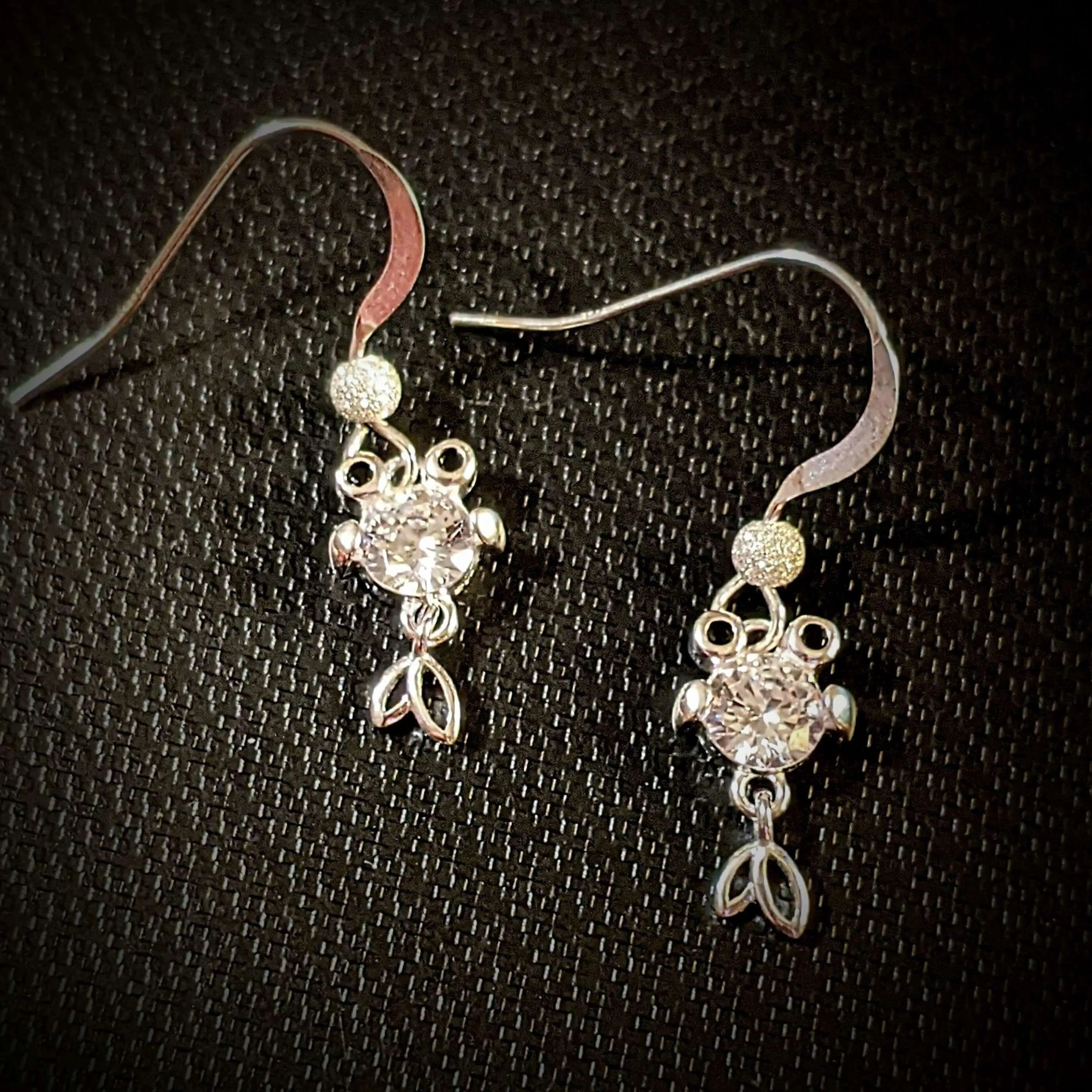 CZ Diamond Koi Fish Sterling Silver dangle earrings