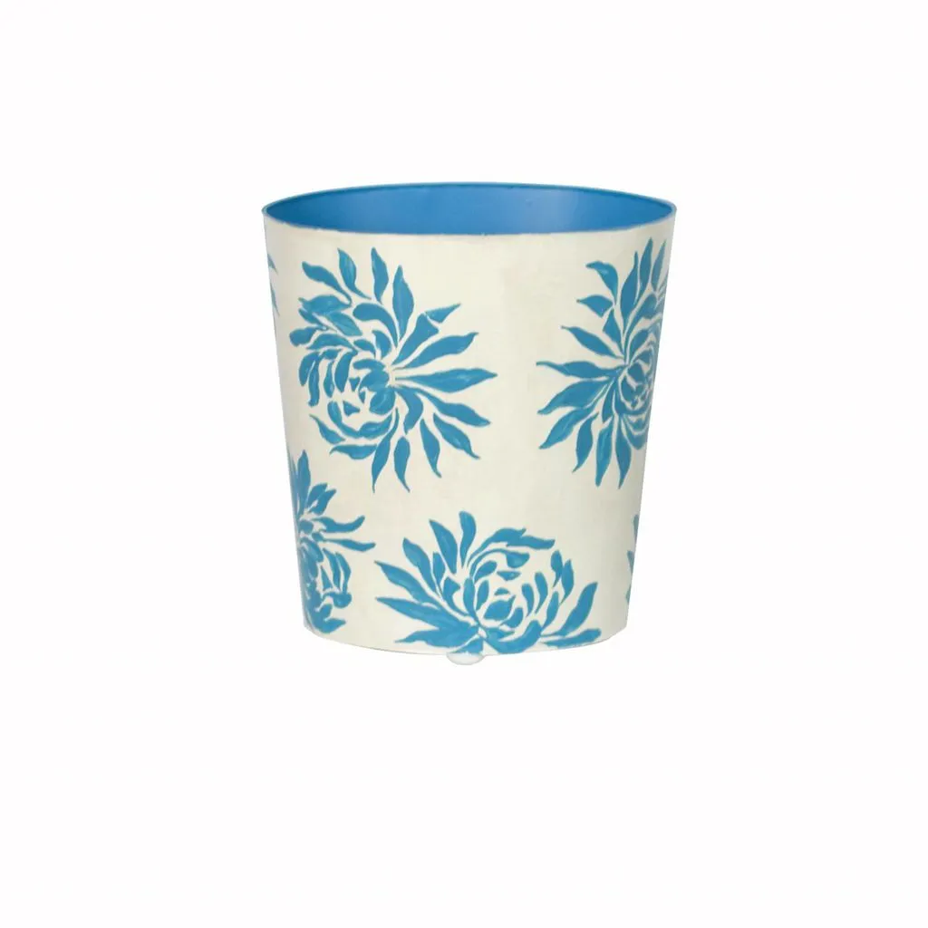 Dahlia Turquoise & Cream Wastebasket