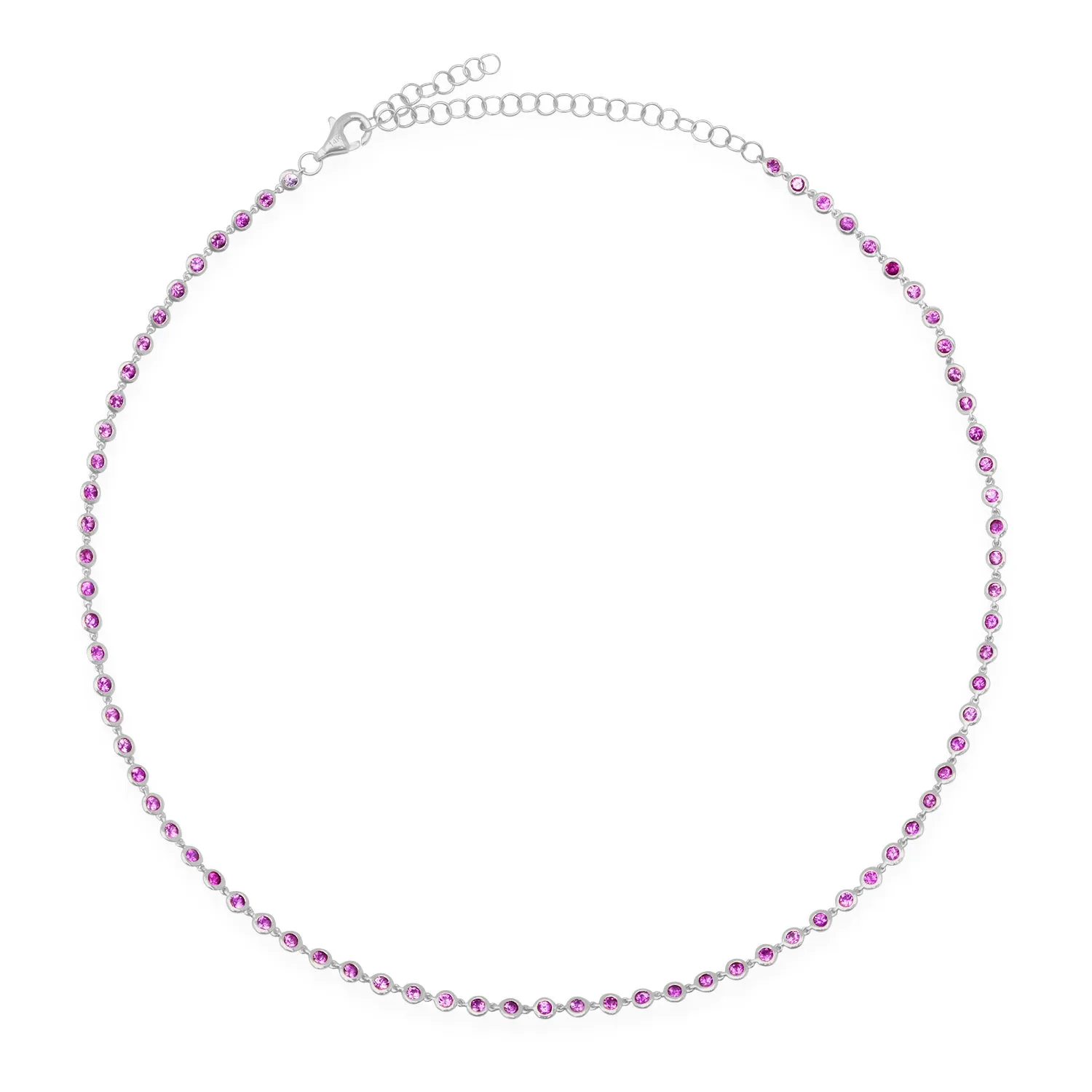 Dainty Bezel Set Pink Sapphire Chain Necklace