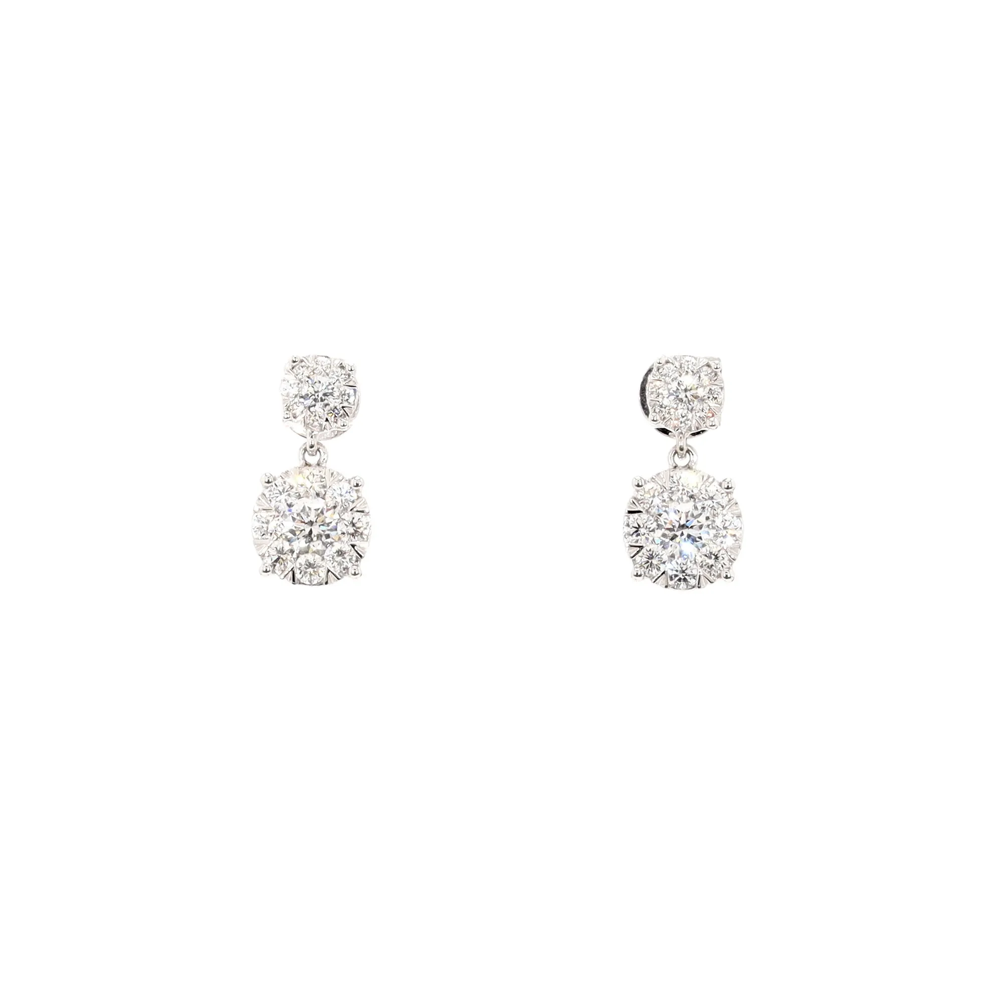 Diamond Cluster Dangle Earrings