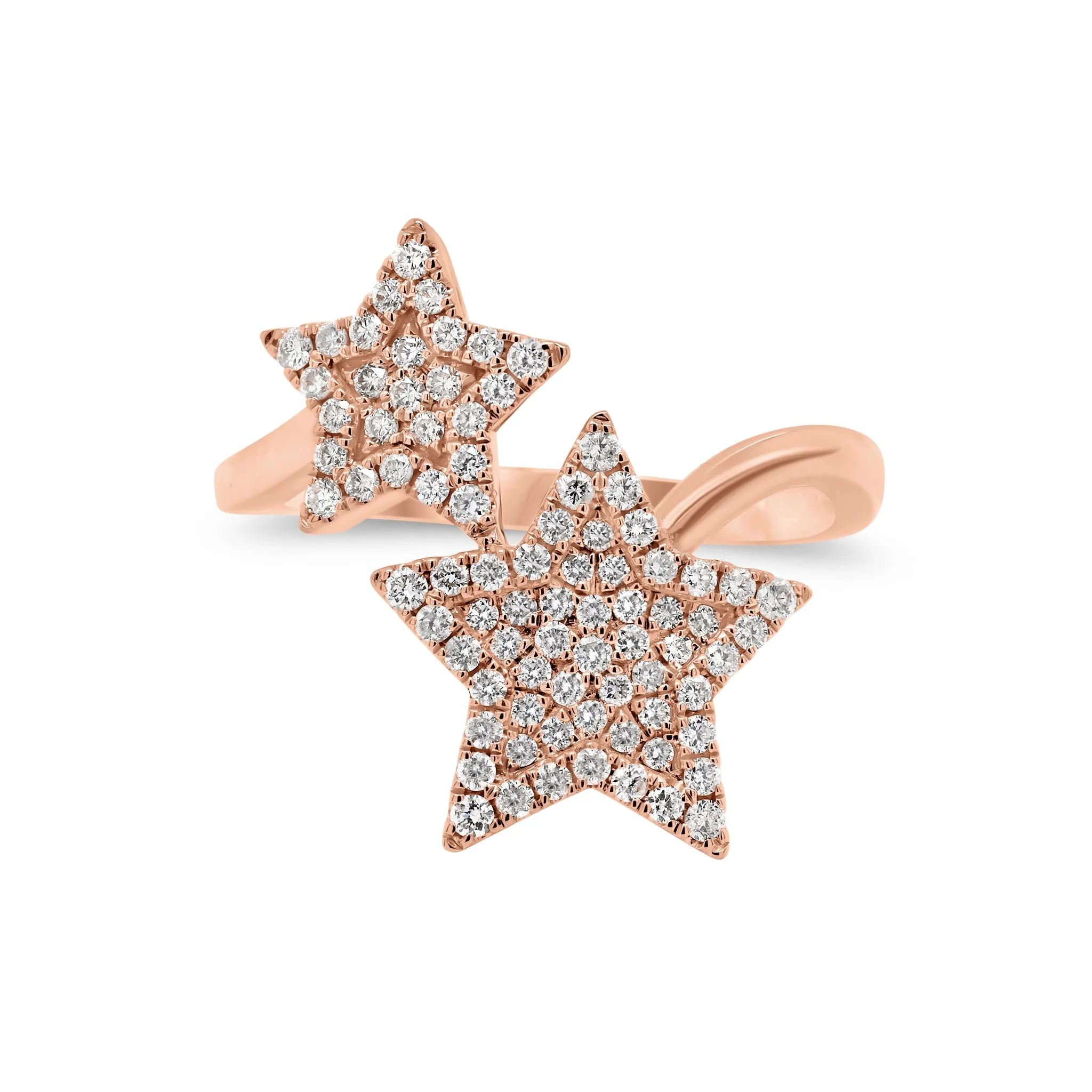 Diamond Double Star Open Ring