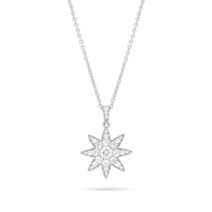 Diamond Star Pendant Necklace 16" - 18ct White Gold