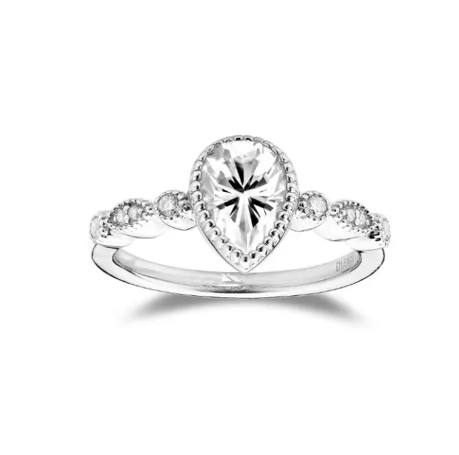 doveggs pear side stone moissanite ring/lab diamond engagement ring