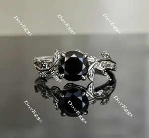 Doveggs round flower art deco black moissanite ring