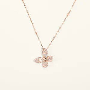 Dreamy Butterfly Rose Gold Pendant Necklace