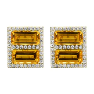 Earrings - Citrine And Diamond