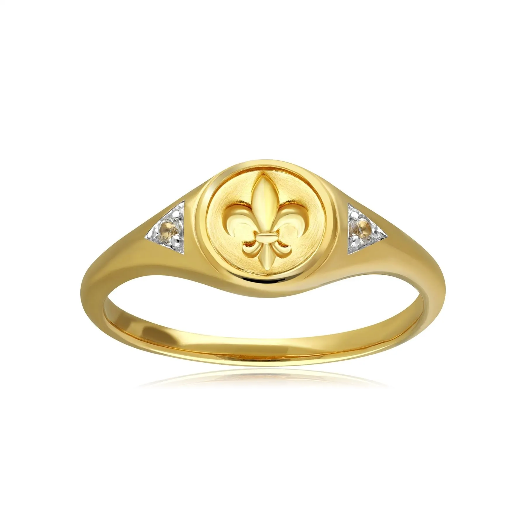 ECFEW™ 'The Liberator' Weiß Topas Fleur De Lis Siegel Ring