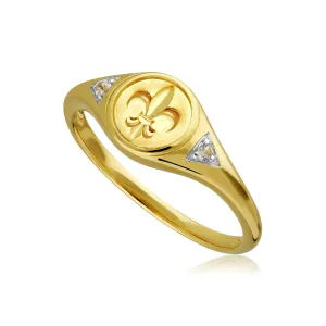 ECFEW™ 'The Liberator' Weiß Topas Fleur De Lis Siegel Ring