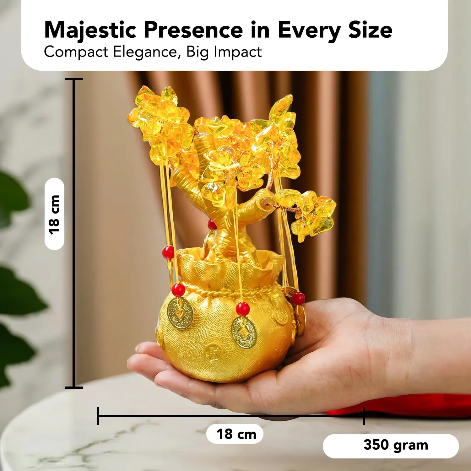 Ekhasa Feng Shui DIY Citrine Crystals Golden Tree of Life Showpiece for Fortune Money Good Luck Wealth Prosperity & Success | Fengshui Charms Gemstone Vastu Decorative Items Table Piece for Office