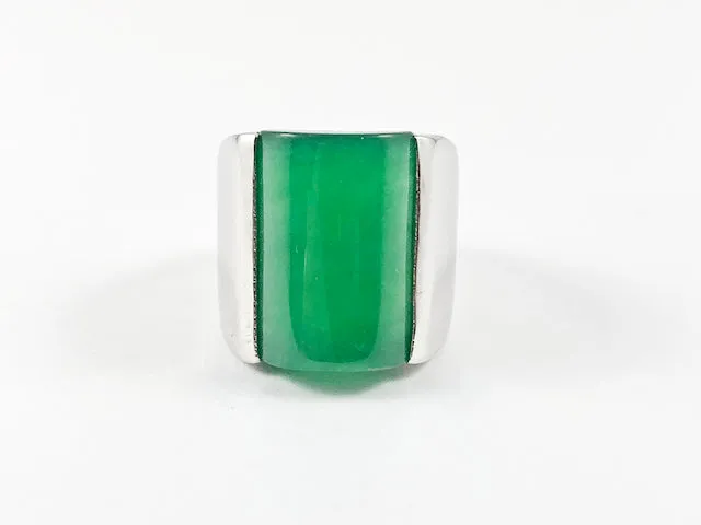 Elegant Center Jade Silver Ring