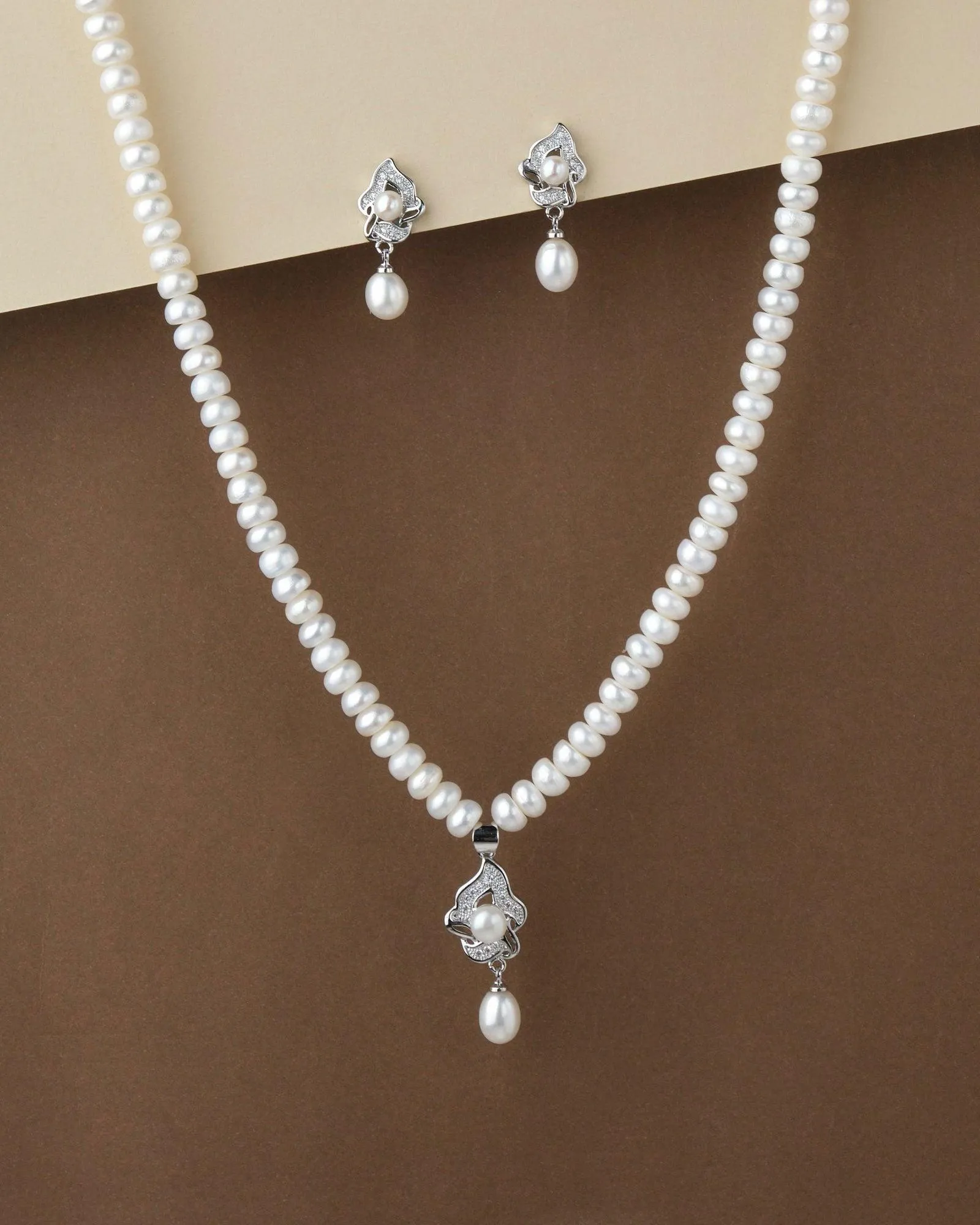 Elegant Real Pearl Necklace Set S23549