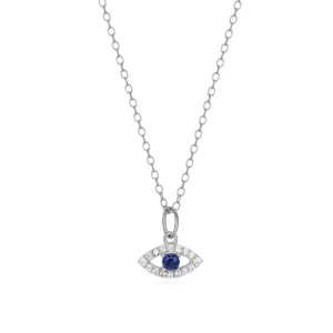 Evil Eye Pendant Necklace in Rhodium Plated Sterling Silver