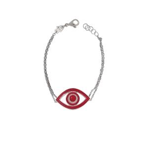 Fortuna Big Eye Coral Red Enamel Bracelet