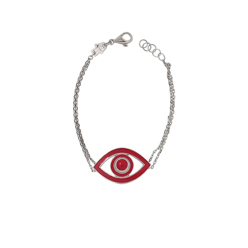 Fortuna Big Eye Coral Red Enamel Bracelet