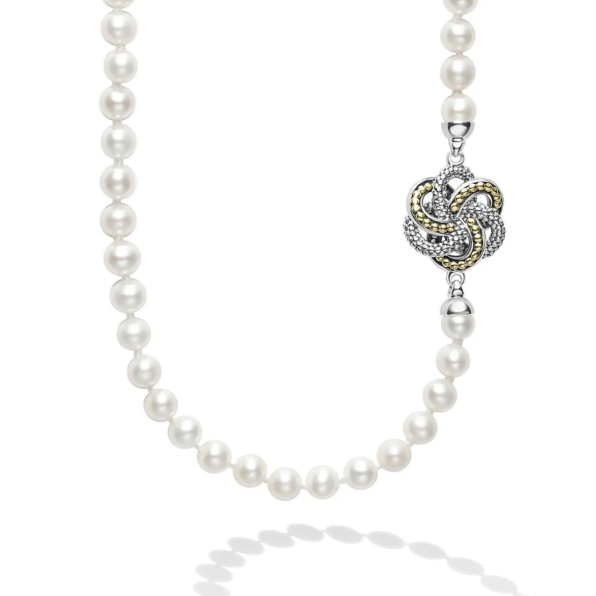 Four Station Love Knot Pearl Necklace