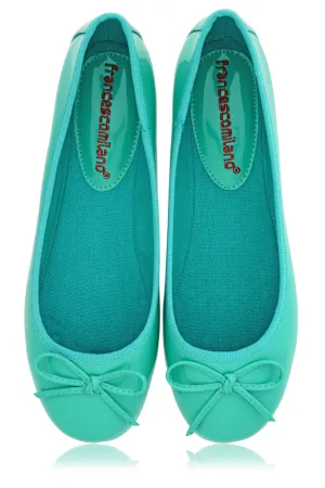 FRANCESCO MILANO ERMA Turquoise Patent Ballerinas