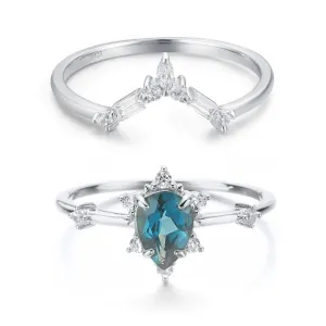 Gaia London Blue Topaz Ring & Monte Arc Ring Set