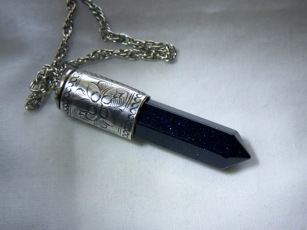 Galaxy Stars Bluestone Silver Bullet Jewelry Pendant