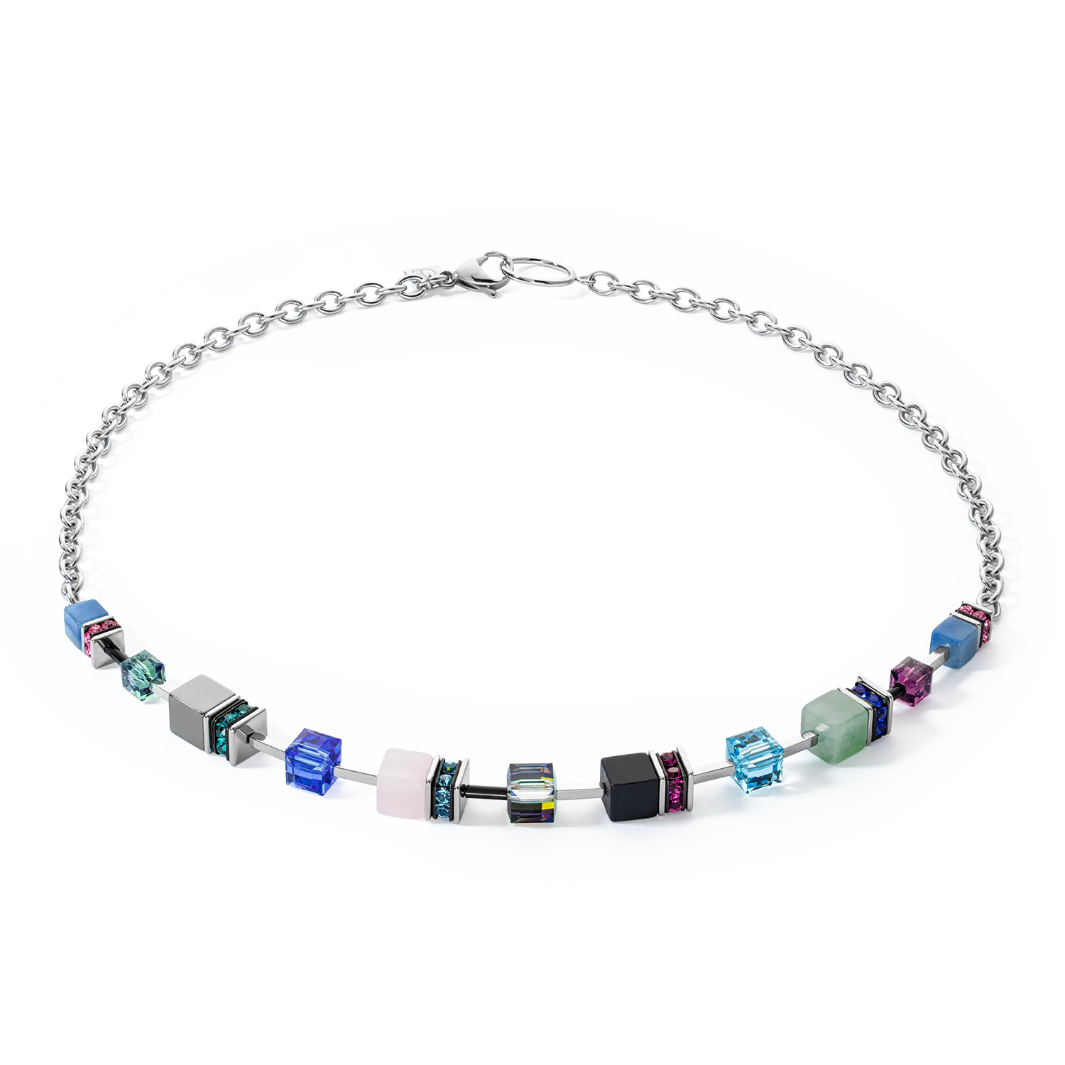 GeoCUBE® Iconic Precious Chain necklace silver-multicolour