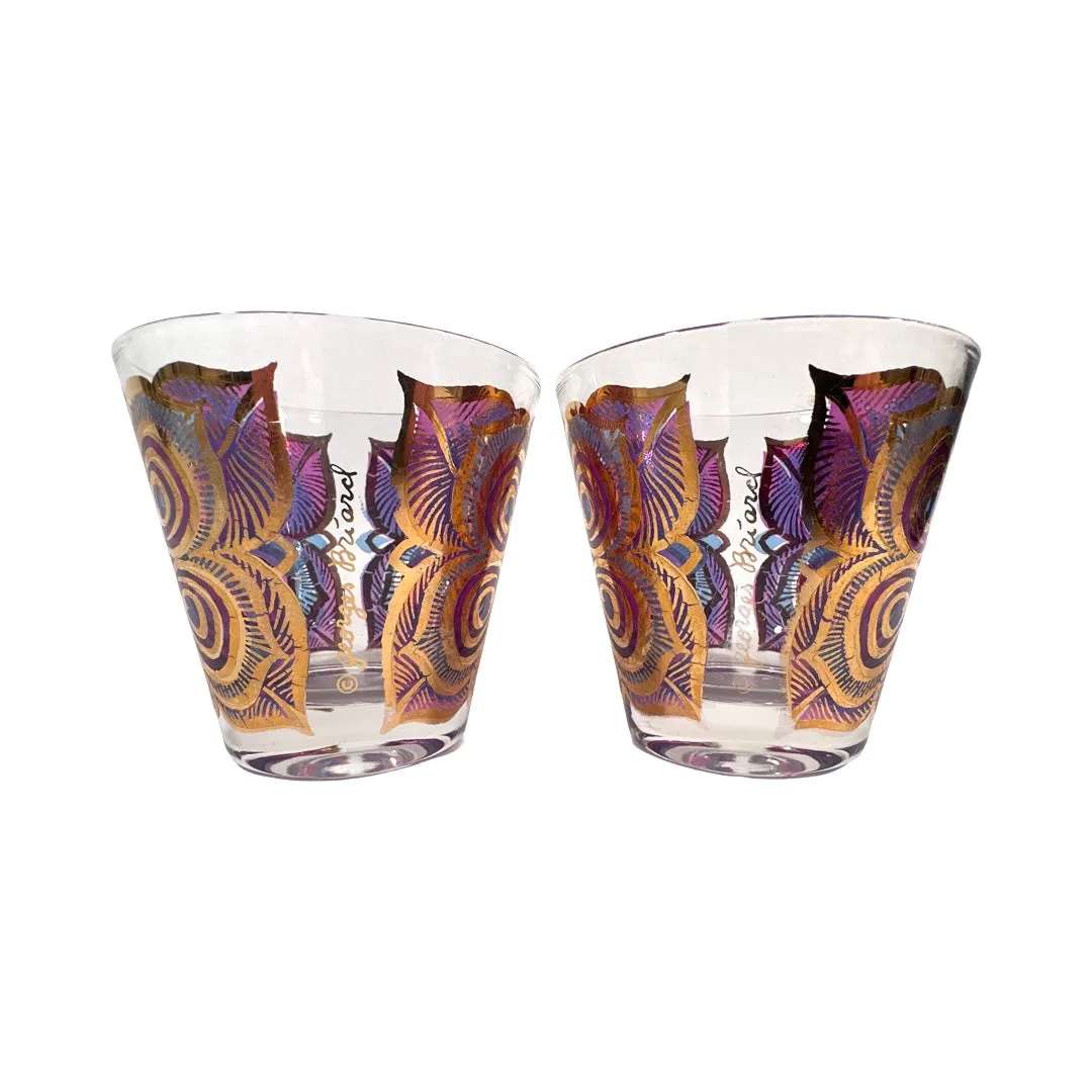 Georges Briard Signed Mid-Century Peacock Glasses (Set of 2)