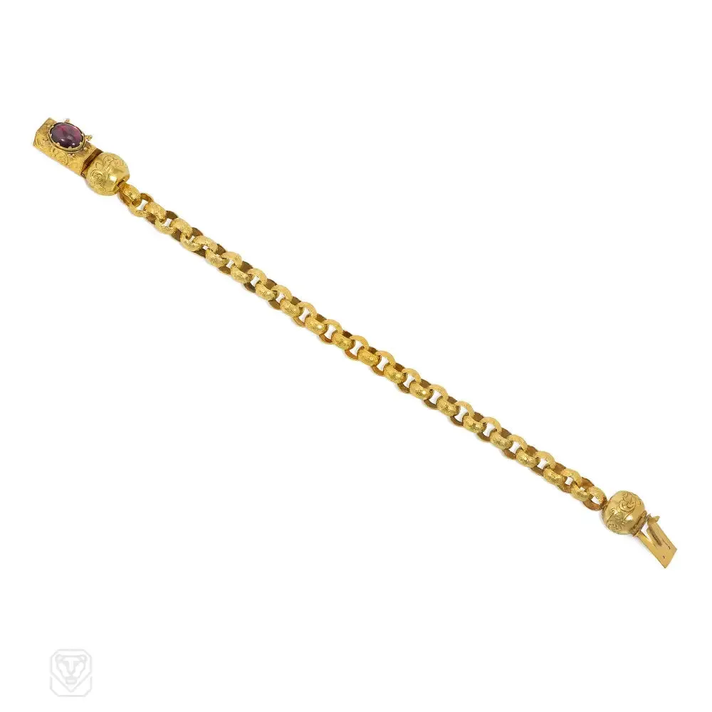 Georgian belcher-link gold and garnet bracelet