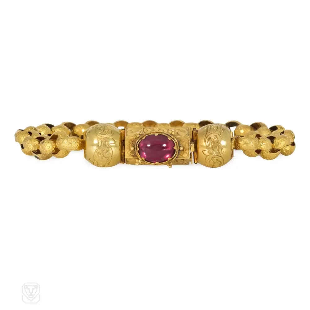 Georgian belcher-link gold and garnet bracelet