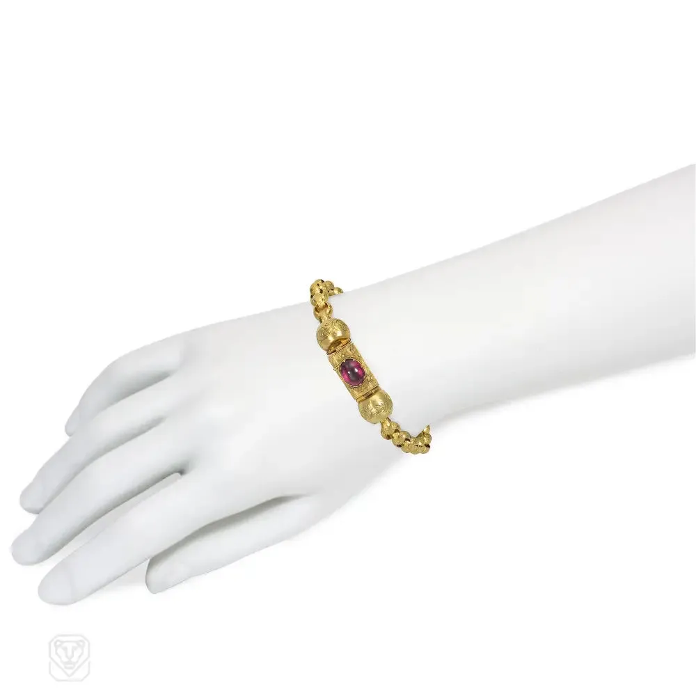 Georgian belcher-link gold and garnet bracelet