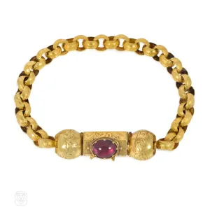 Georgian belcher-link gold and garnet bracelet