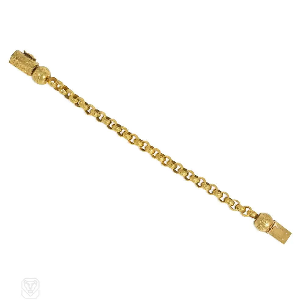 Georgian belcher-link gold and garnet bracelet