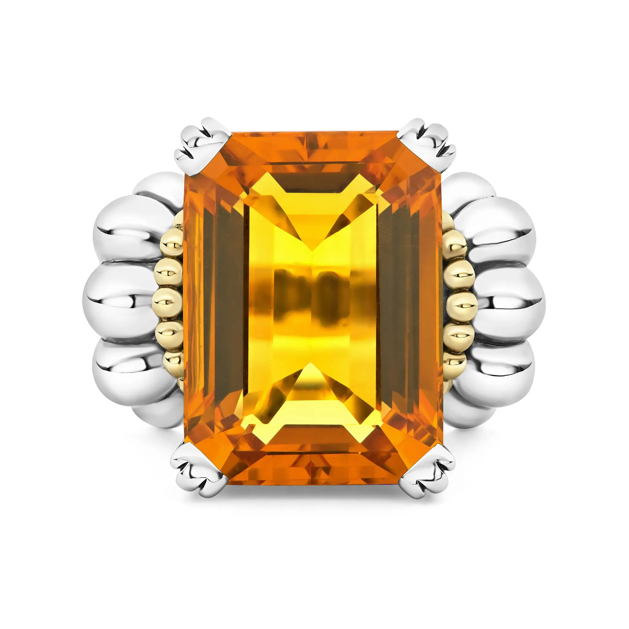 Glacier Extra Large Emerald-Cut Citrine Ring