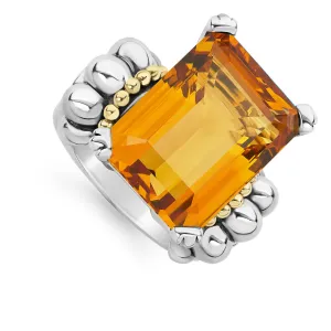 Glacier Extra Large Emerald-Cut Citrine Ring