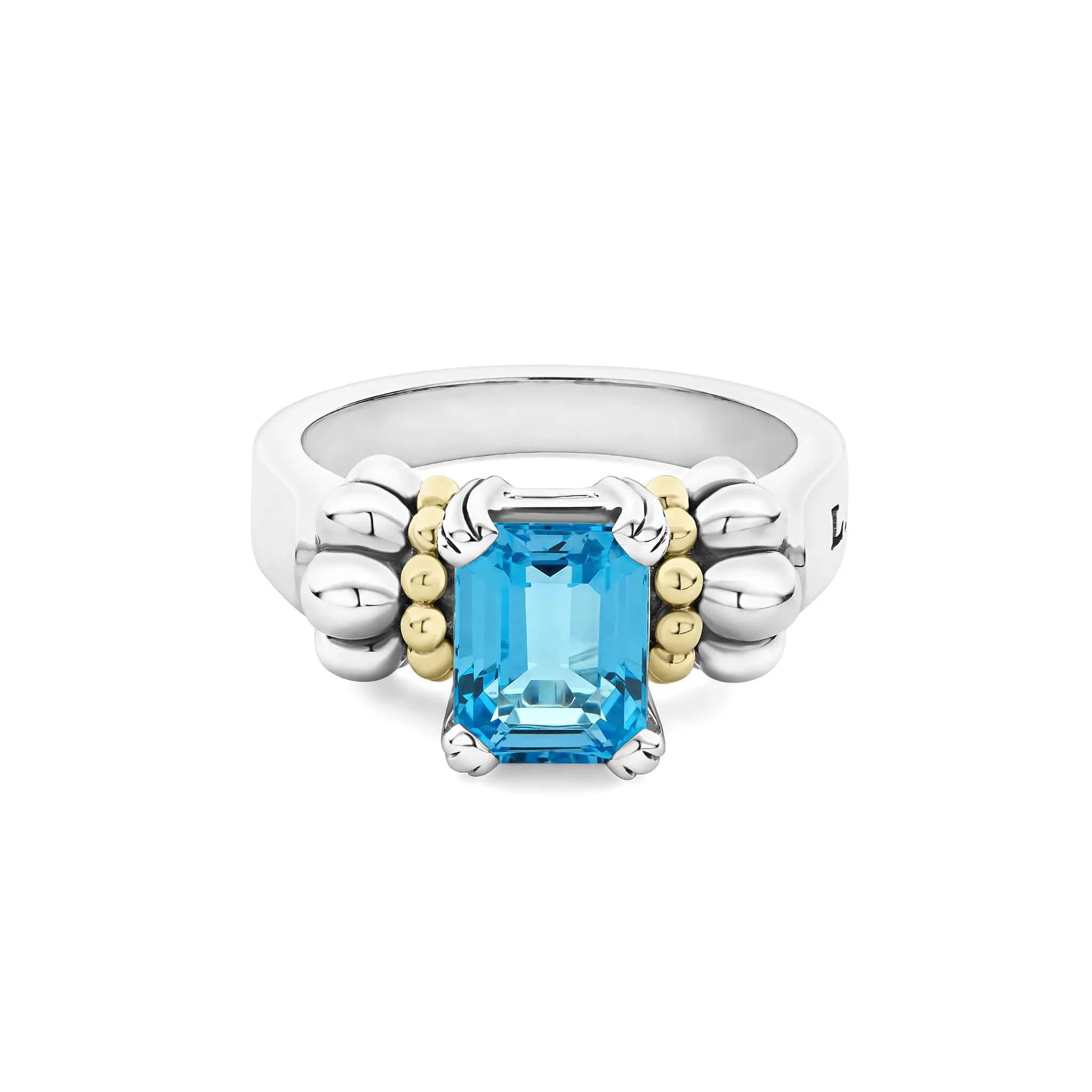 Glacier Small Emerald-Cut Swiss Blue Topaz Ring