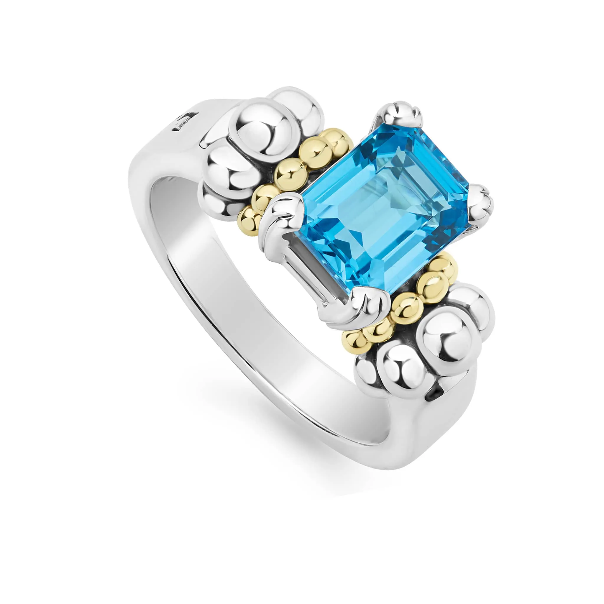 Glacier Small Emerald-Cut Swiss Blue Topaz Ring