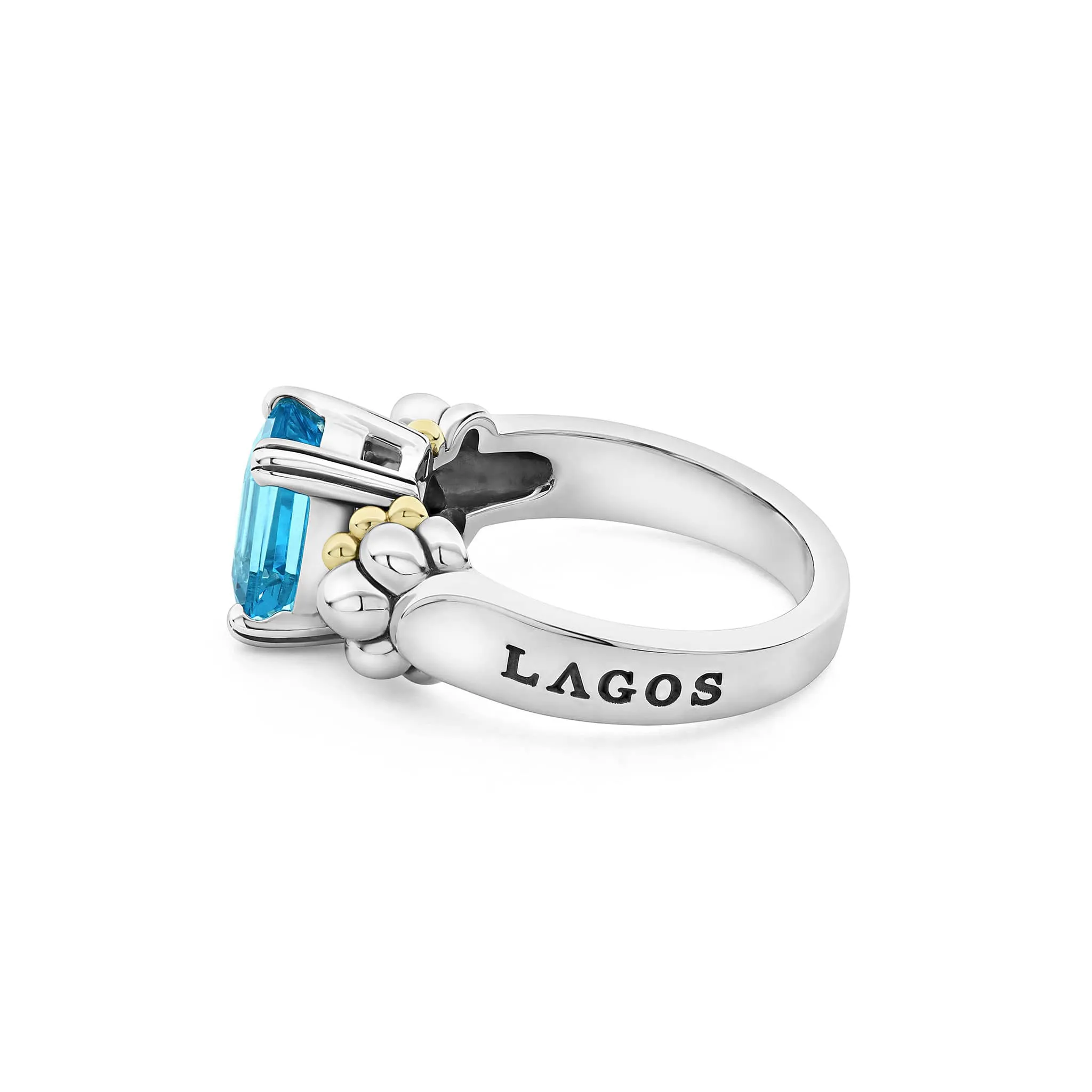 Glacier Small Emerald-Cut Swiss Blue Topaz Ring