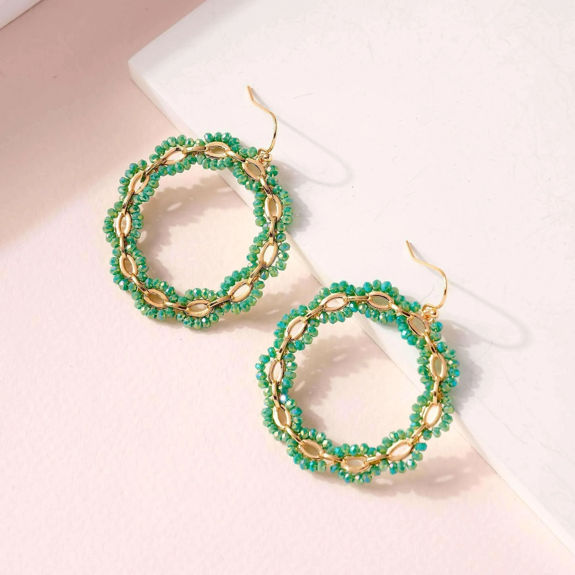 Glass Beads Chain Linked Earrings