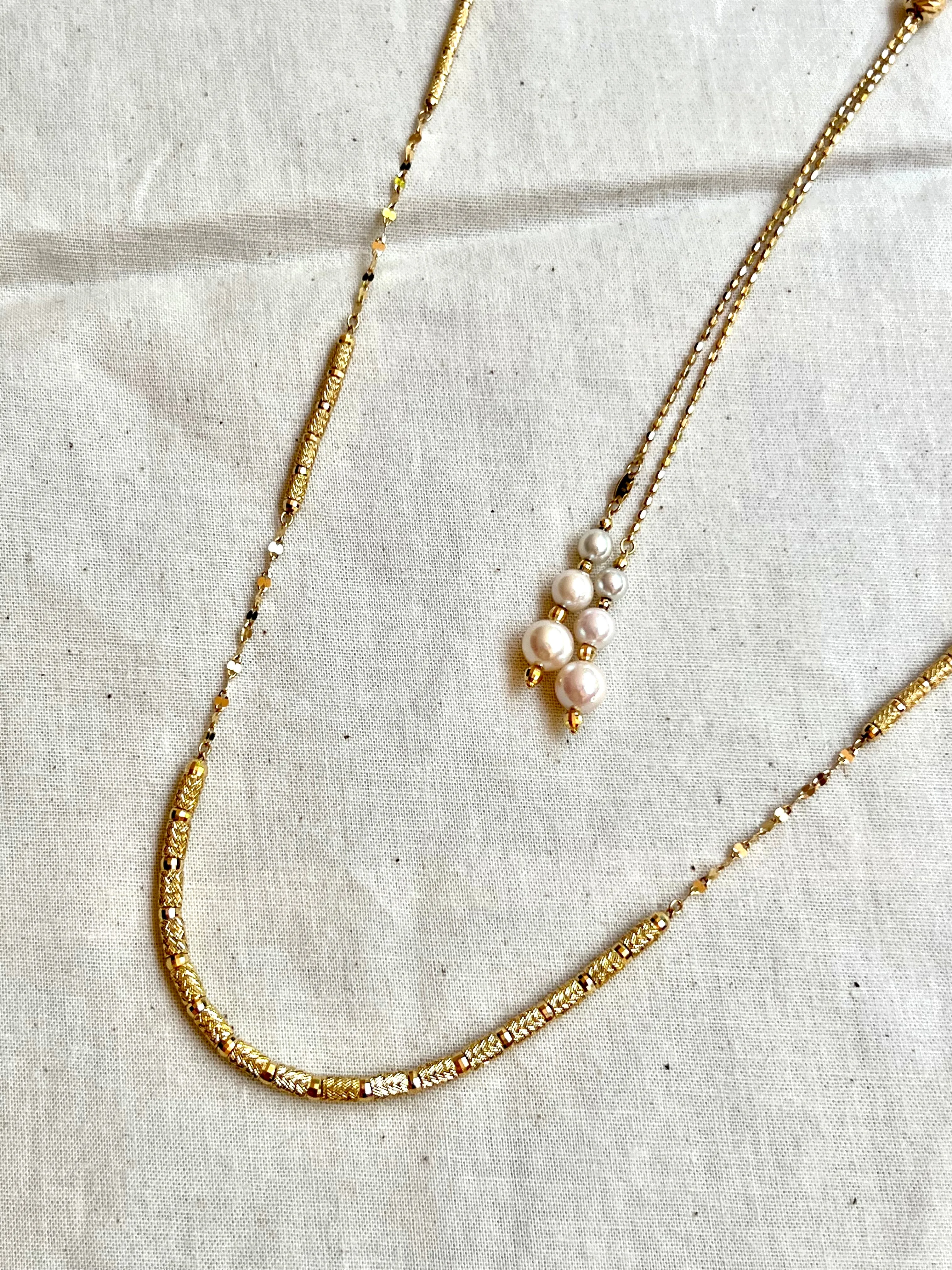 Gold and Pearl Adjustable Necklace