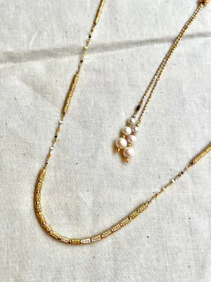 Gold and Pearl Adjustable Necklace