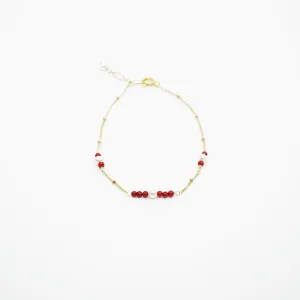 Gold Filled Red Coral and Seed Pearl Bracelet